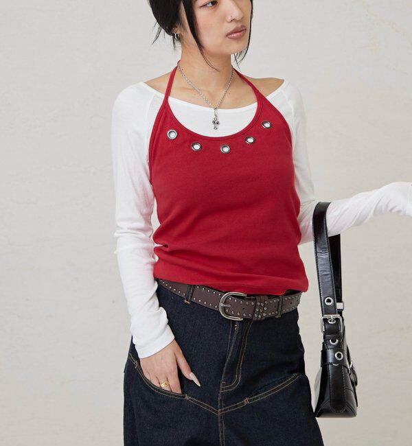  「アイレットホルターレイヤードトップス」|Tシャツ・カットソー|