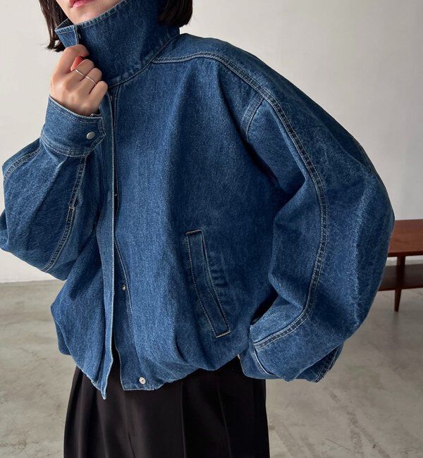  「【サイズ展開あり/セットアップ対応】ラウンドデニムブルゾン」|ブルゾン・スタジャン|