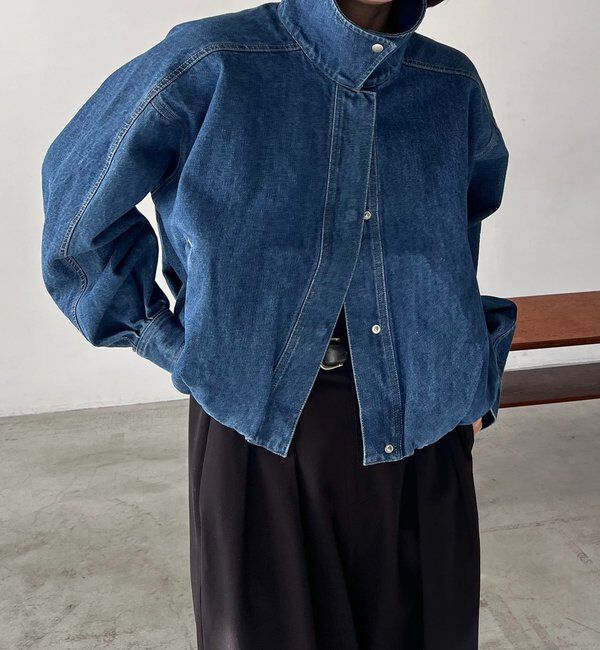  「【サイズ展開あり/セットアップ対応】ラウンドデニムブルゾン」|ブルゾン・スタジャン|