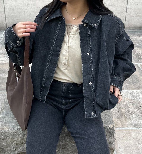  「【サイズ展開あり/セットアップ対応】ラウンドデニムブルゾン」|ブルゾン・スタジャン|