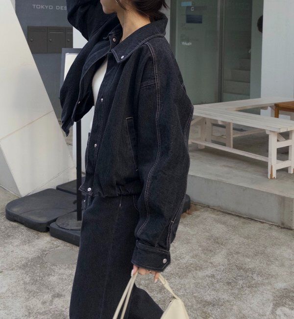  「【サイズ展開あり/セットアップ対応】ラウンドデニムブルゾン」|ブルゾン・スタジャン|