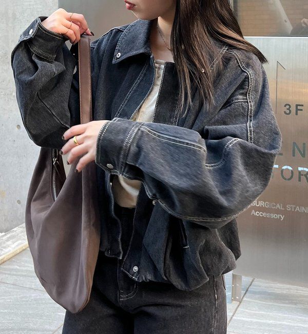  「【サイズ展開あり/セットアップ対応】ラウンドデニムブルゾン」|ブルゾン・スタジャン|