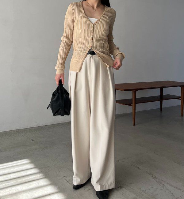  「バイカラーリブカーディガン」|カーディガン|