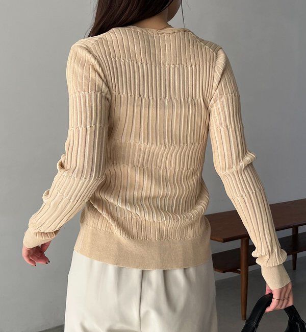  「バイカラーリブカーディガン」|カーディガン|