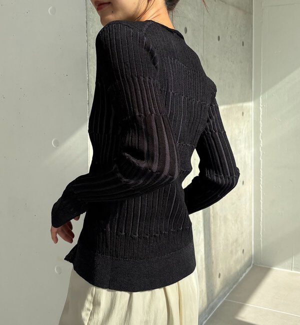  「バイカラーリブカーディガン」|カーディガン|