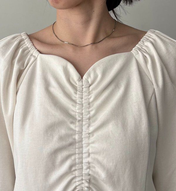  「【低身長サイズあり】ウェーブネックギャザーワンピース」|ワンピース|