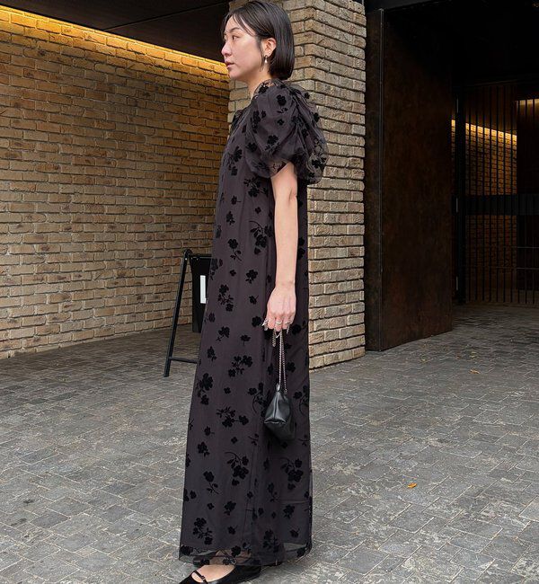  「【オケージョン/サイズ展開あり】フロッキーパフワンピース」|ワンピース|