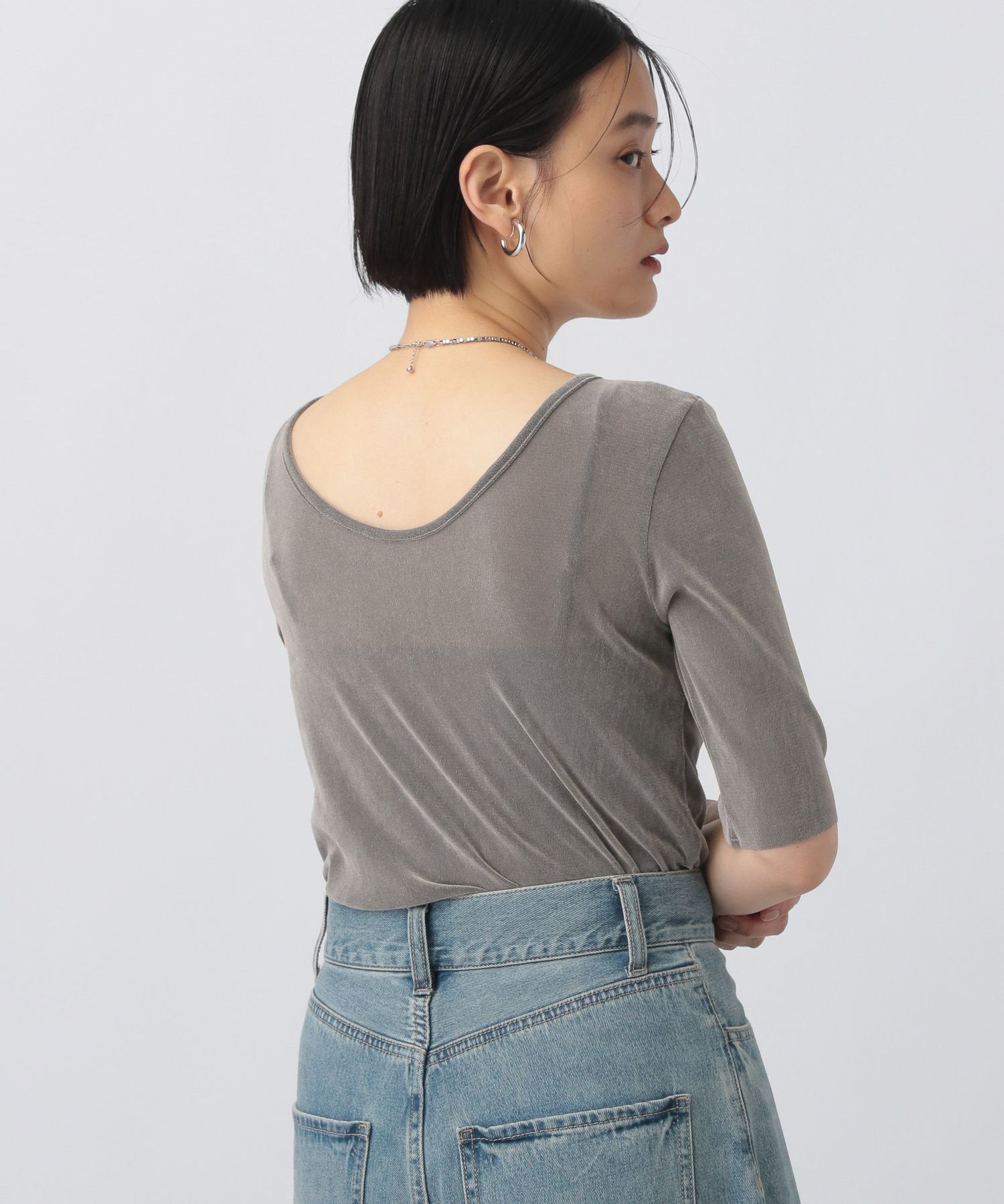 A part by 「ベロアプルオーバー_5分袖」|Tシャツ・カットソー|