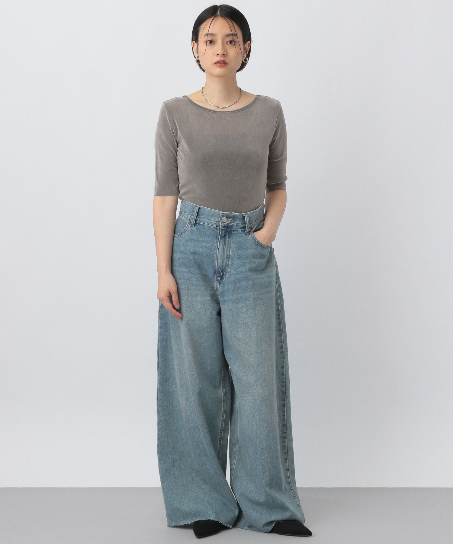 A part by 「ベロアプルオーバー_5分袖」|Tシャツ・カットソー|