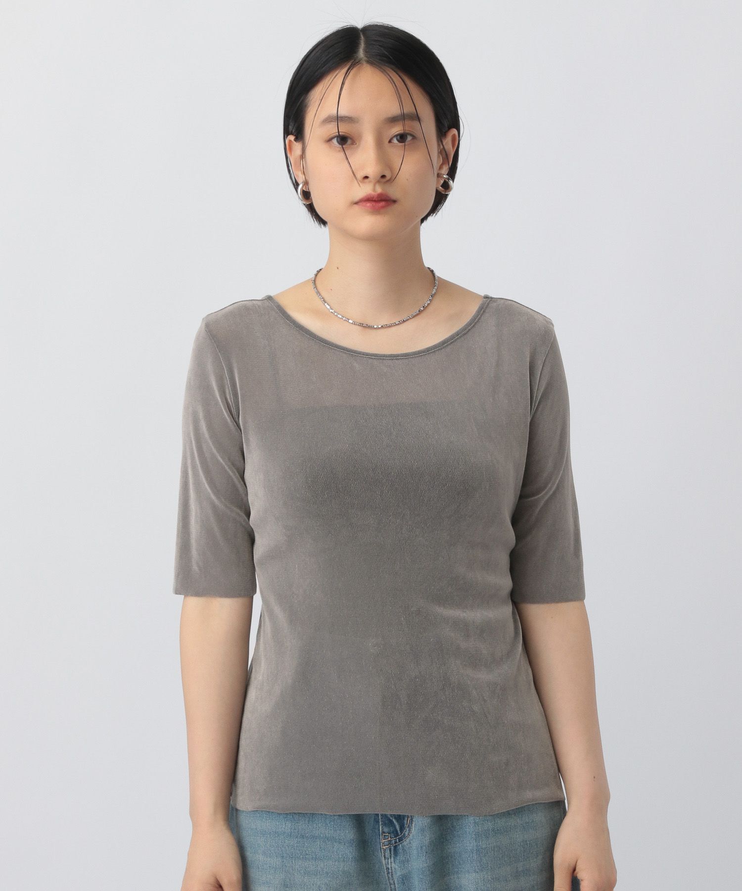 A part by 「ベロアプルオーバー_5分袖」|Tシャツ・カットソー|