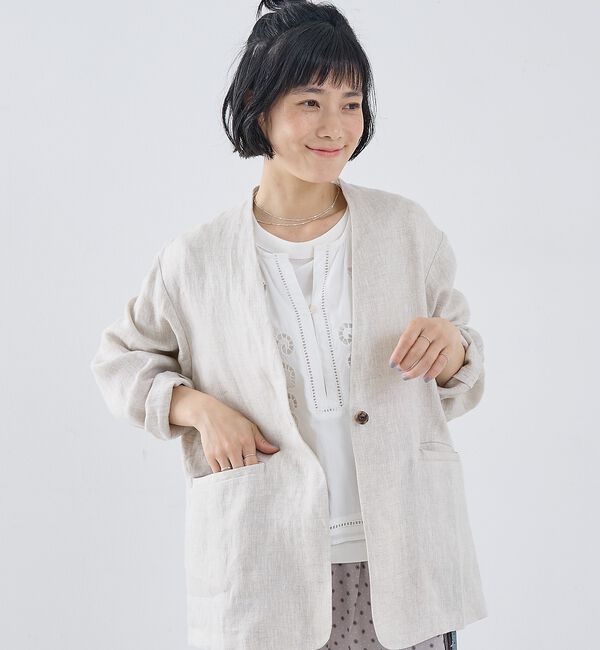 collex「麻ノーカラージャケット」|ノーカラージャケット|