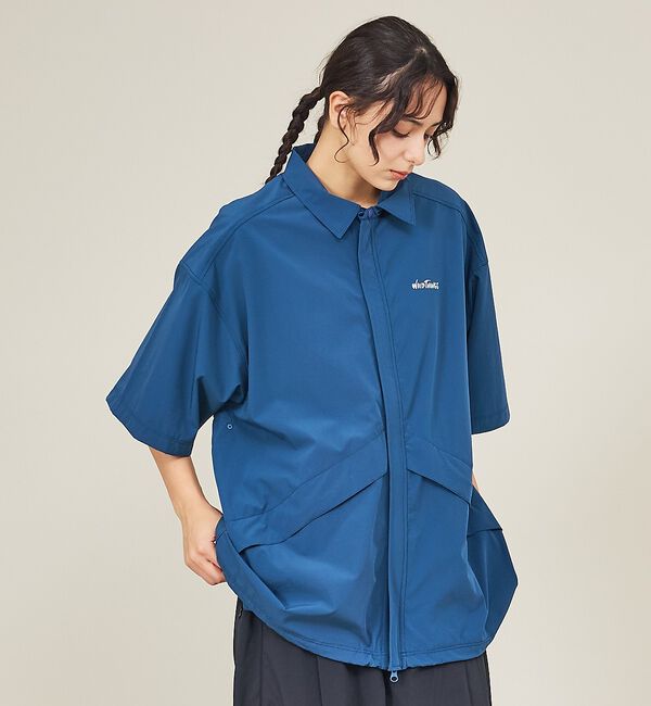 ABAHOUSE「【WILDTHINGS / ワイルドシングス】ELASTIC NYLON DEN」|シャツ・ブラウス|ブルーグレー