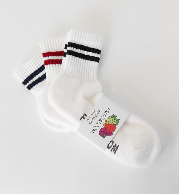 ABAHOUSE「【FRUIT OF THE LOOM/フルーツ・オブ・ザ・ルーム】3P　2ライン」|ソックス|