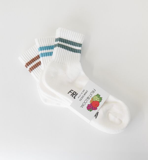 ABAHOUSE「【FRUIT OF THE LOOM/フルーツ・オブ・ザ・ルーム】3P　2ライン」|ソックス|ホワイト系その他2