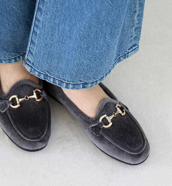 Rouge vif「【ALBEROLA / アルベローラ】ベロア ビットローファー / フラットシュ」|ローファー|