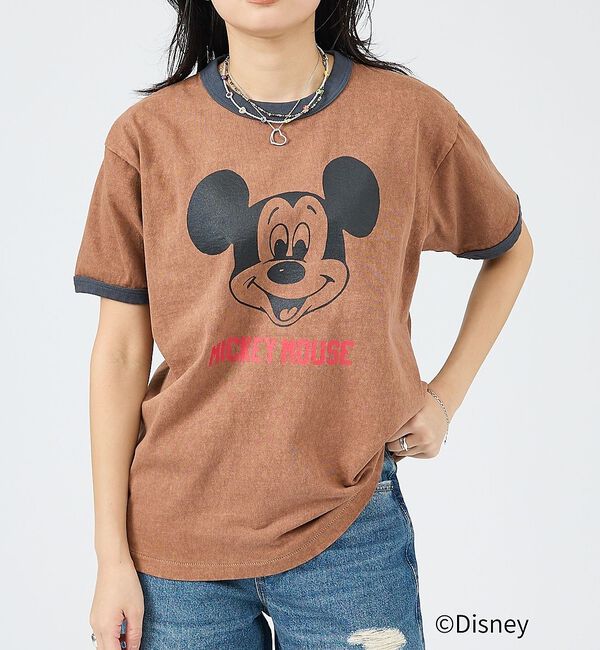 Rouge vif「【JOHNBULL/ジョンブル】MICKEY MOUSE RINGER T/ミッ」|Tシャツ・カットソー|ブラウン