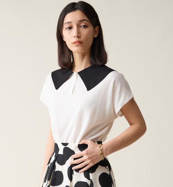 TIARA「バイカラー衿ニット」|ニット・セーター|