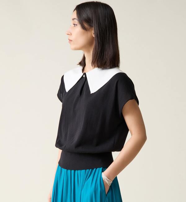 TIARA「バイカラー衿ニット」|ニット・セーター|