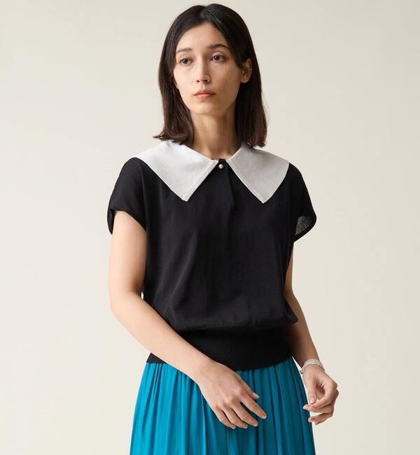 TIARA「バイカラー衿ニット」|ニット・セーター|