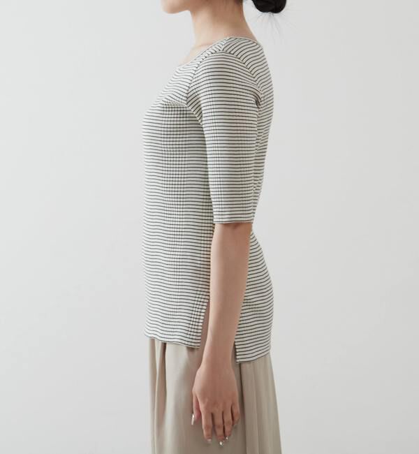 Liesse「ボートネック＆分袖ボーダープルオーバー」|Tシャツ・カットソー|