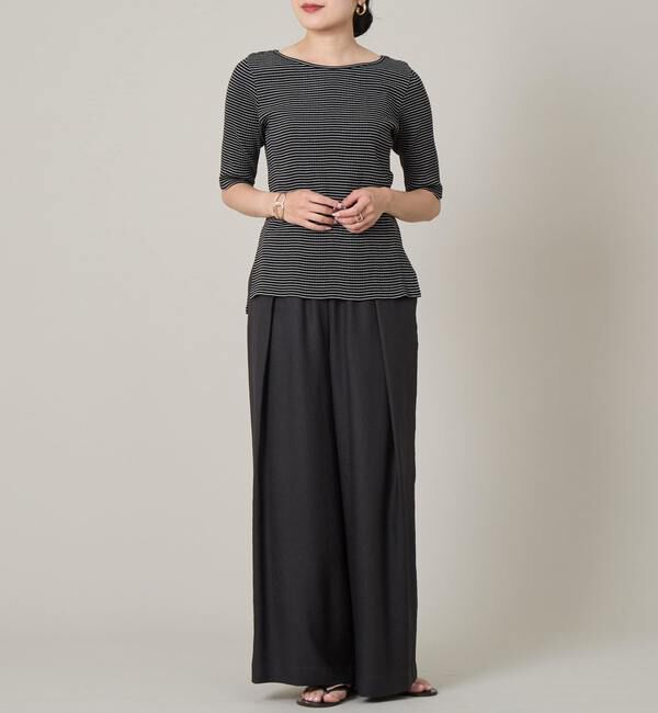 Liesse「ボートネック＆分袖ボーダープルオーバー」|Tシャツ・カットソー|