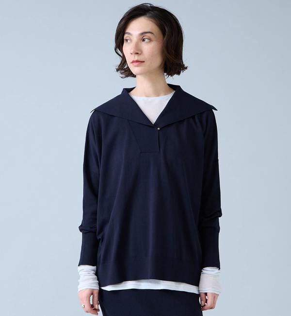 Liesse「ビックカラーワイドニット」|ニット・セーター|ネイビー