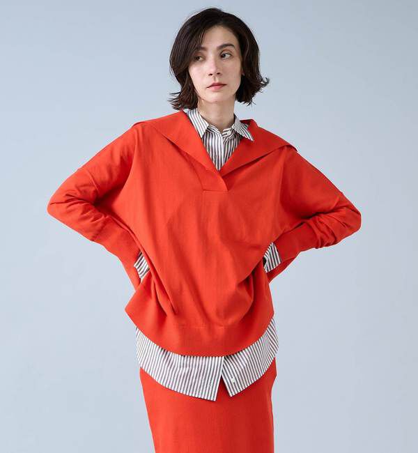 Liesse「ビックカラーワイドニット」|ニット・セーター|オレンジ