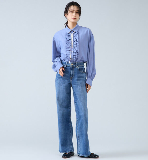 Liesse「シャンブレーフリルシャツブラウス」|シャツ・ブラウス|