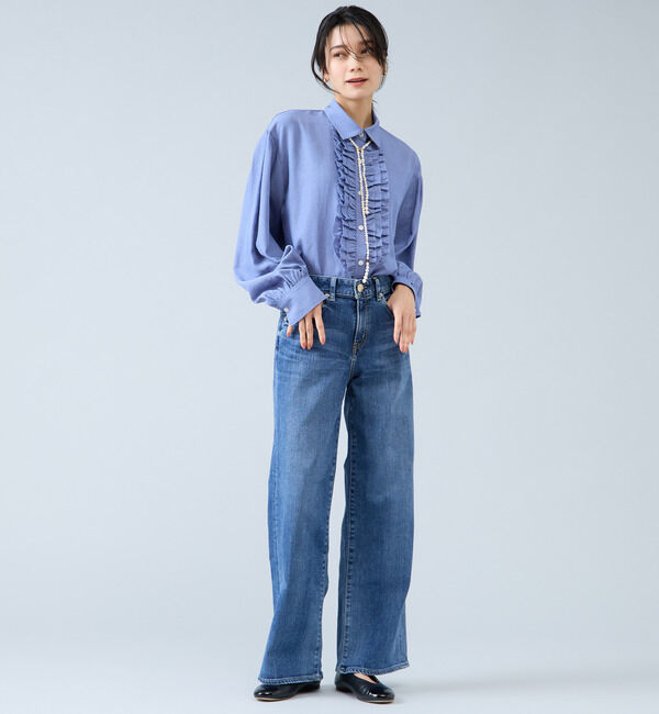 Liesse「シャンブレーフリルシャツブラウス」|シャツ・ブラウス|