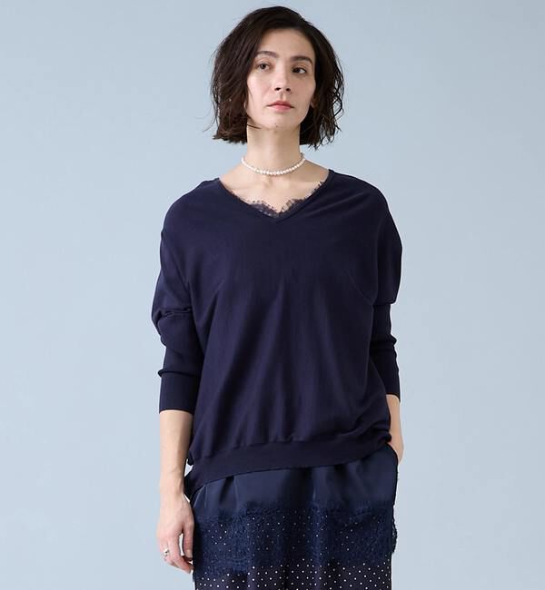 Liesse「【定番】Vネックドルマンニット」|ニット・セーター|ネイビー