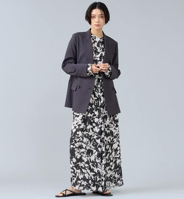 Liesse「強撚割繊フラワープリントギャザーロングスカート」|スカート|