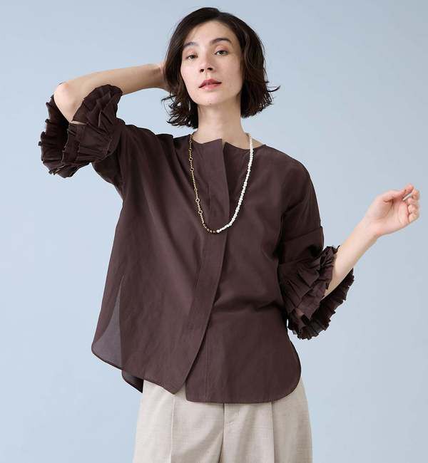 Liesse「フリルスリーブスキッパーブラウス」|シャツ・ブラウス|