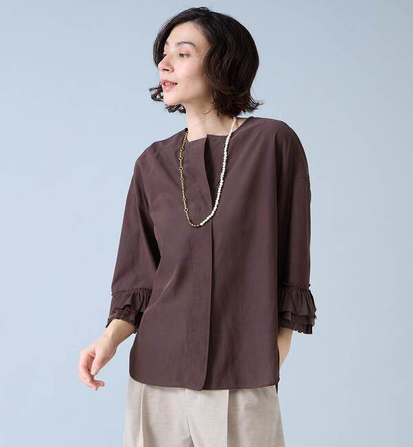 Liesse「フリルスリーブスキッパーブラウス」|シャツ・ブラウス|