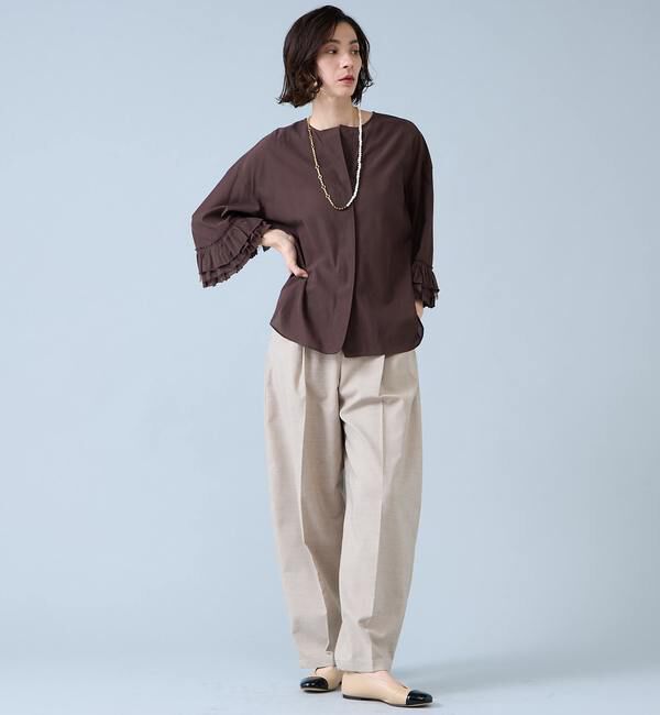 Liesse「フリルスリーブスキッパーブラウス」|シャツ・ブラウス|