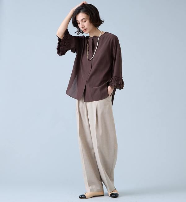 Liesse「フリルスリーブスキッパーブラウス」|シャツ・ブラウス|