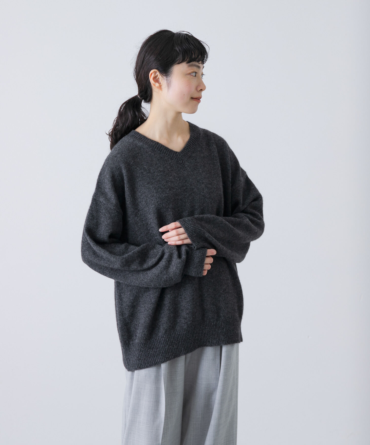 かぐれ「ヤクウールVネックニット」|ニット・セーター|
