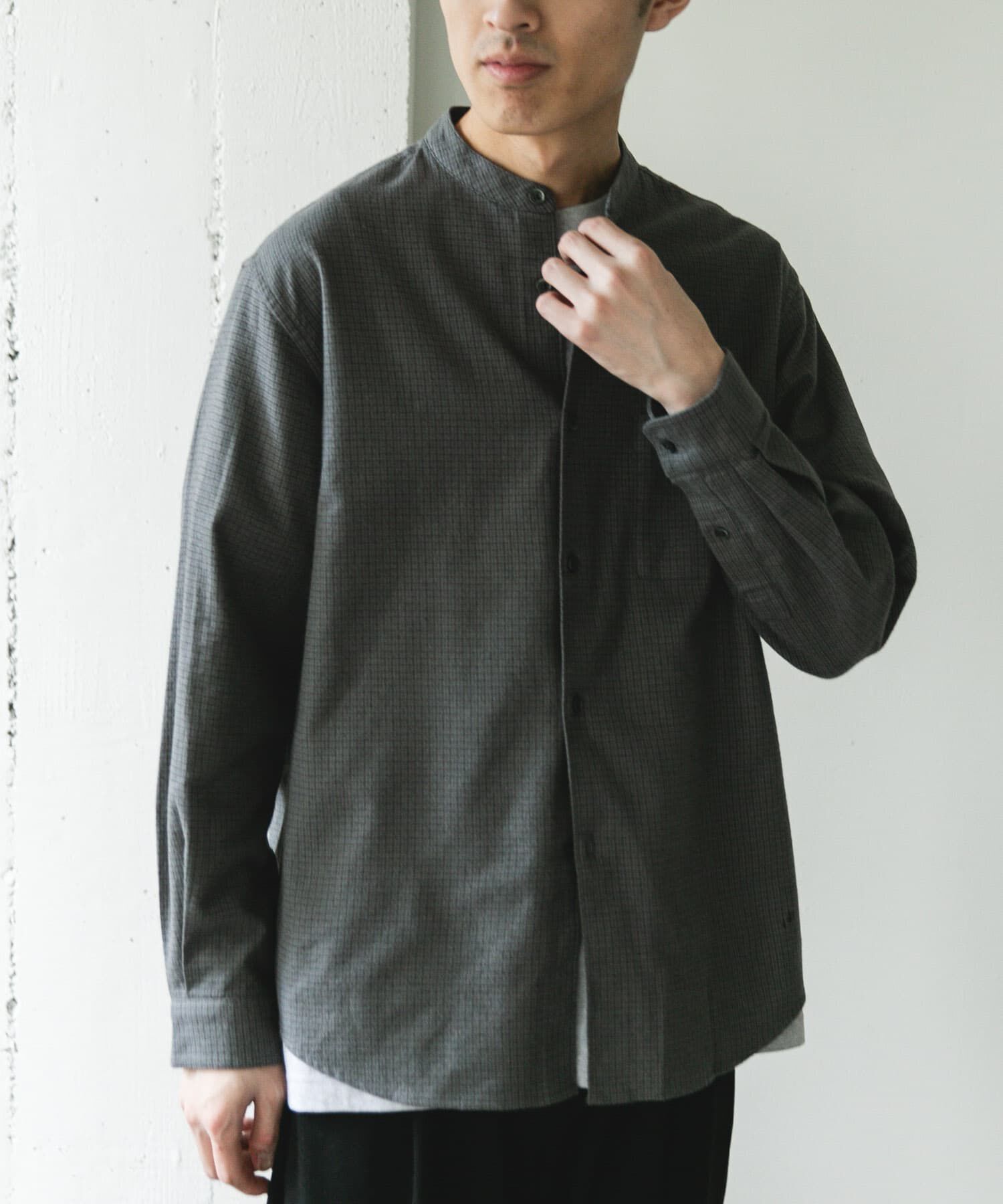 URBAN RESEARCH DOORS「防シワ起毛ネルバンドカラーシャツ」|シャツ・ブラウス|