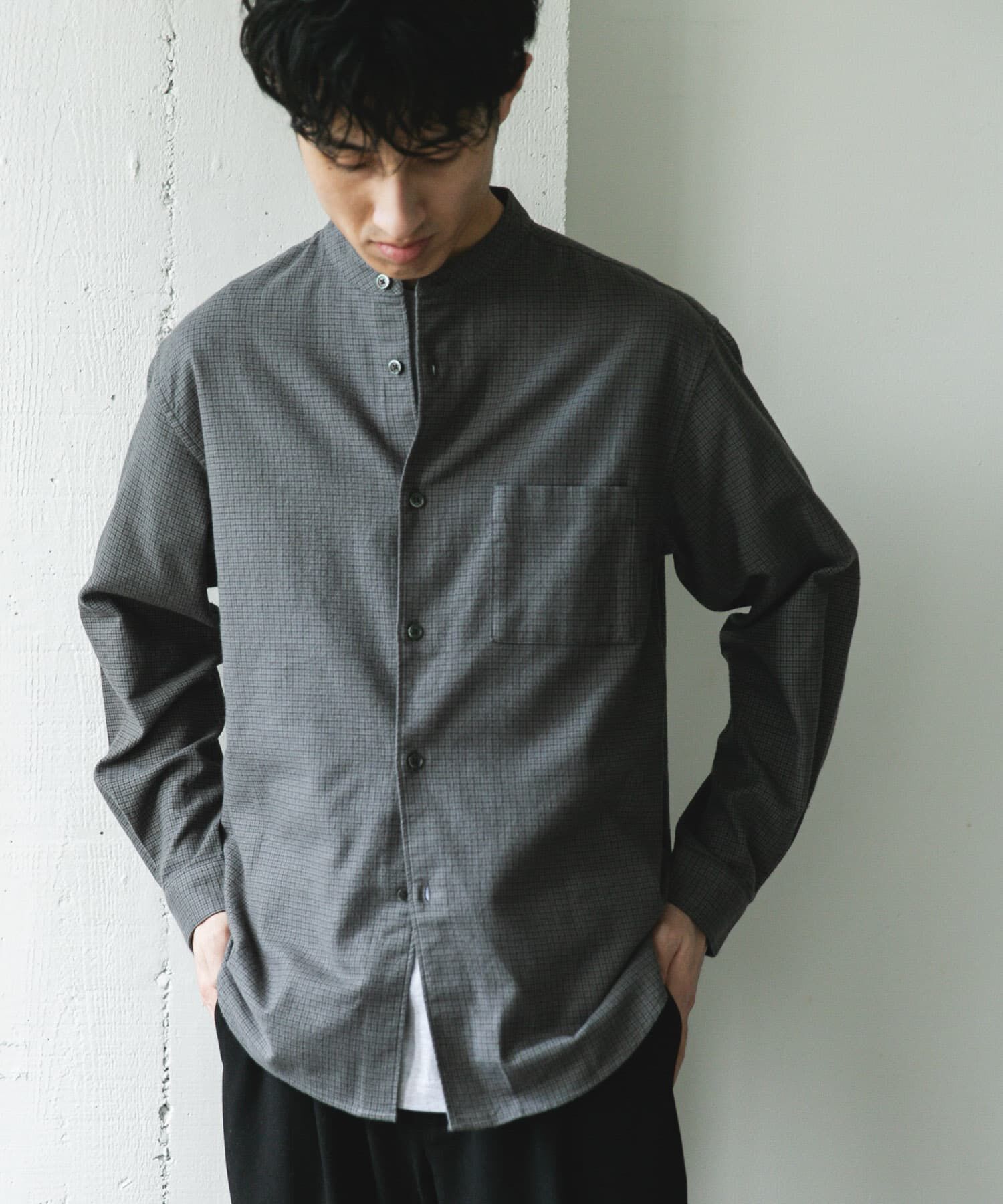 URBAN RESEARCH DOORS「防シワ起毛ネルバンドカラーシャツ」|シャツ・ブラウス|