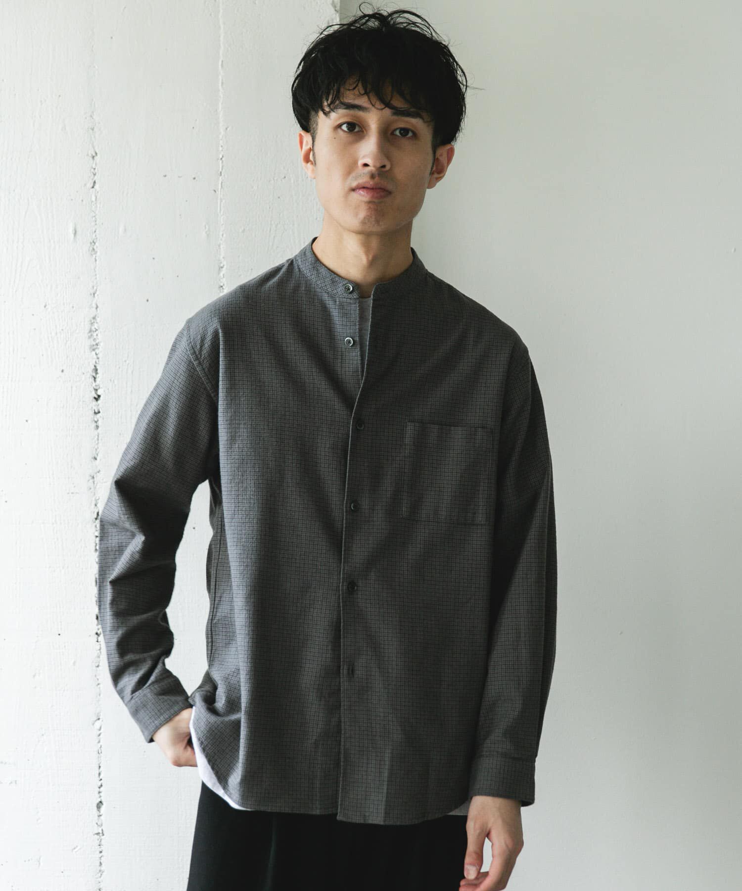 URBAN RESEARCH DOORS「防シワ起毛ネルバンドカラーシャツ」|シャツ・ブラウス|