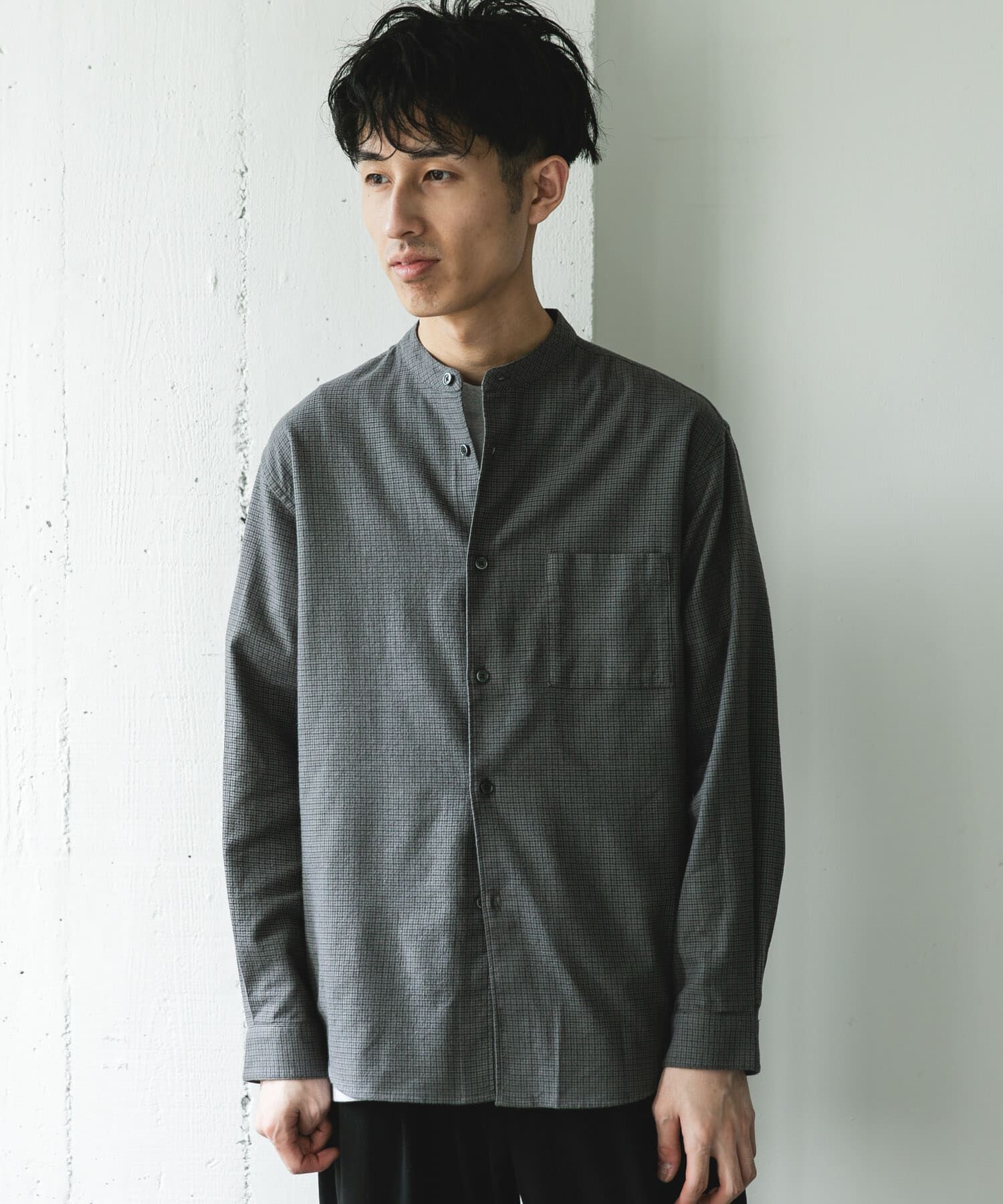 URBAN RESEARCH DOORS「防シワ起毛ネルバンドカラーシャツ」|シャツ・ブラウス|