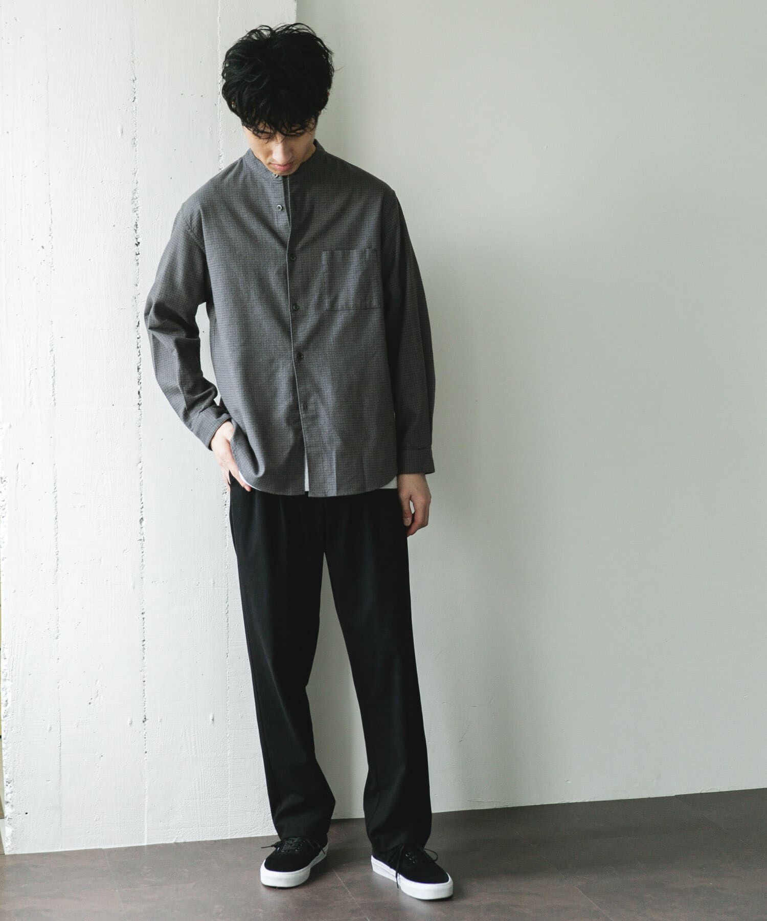 URBAN RESEARCH DOORS「防シワ起毛ネルバンドカラーシャツ」|シャツ・ブラウス|