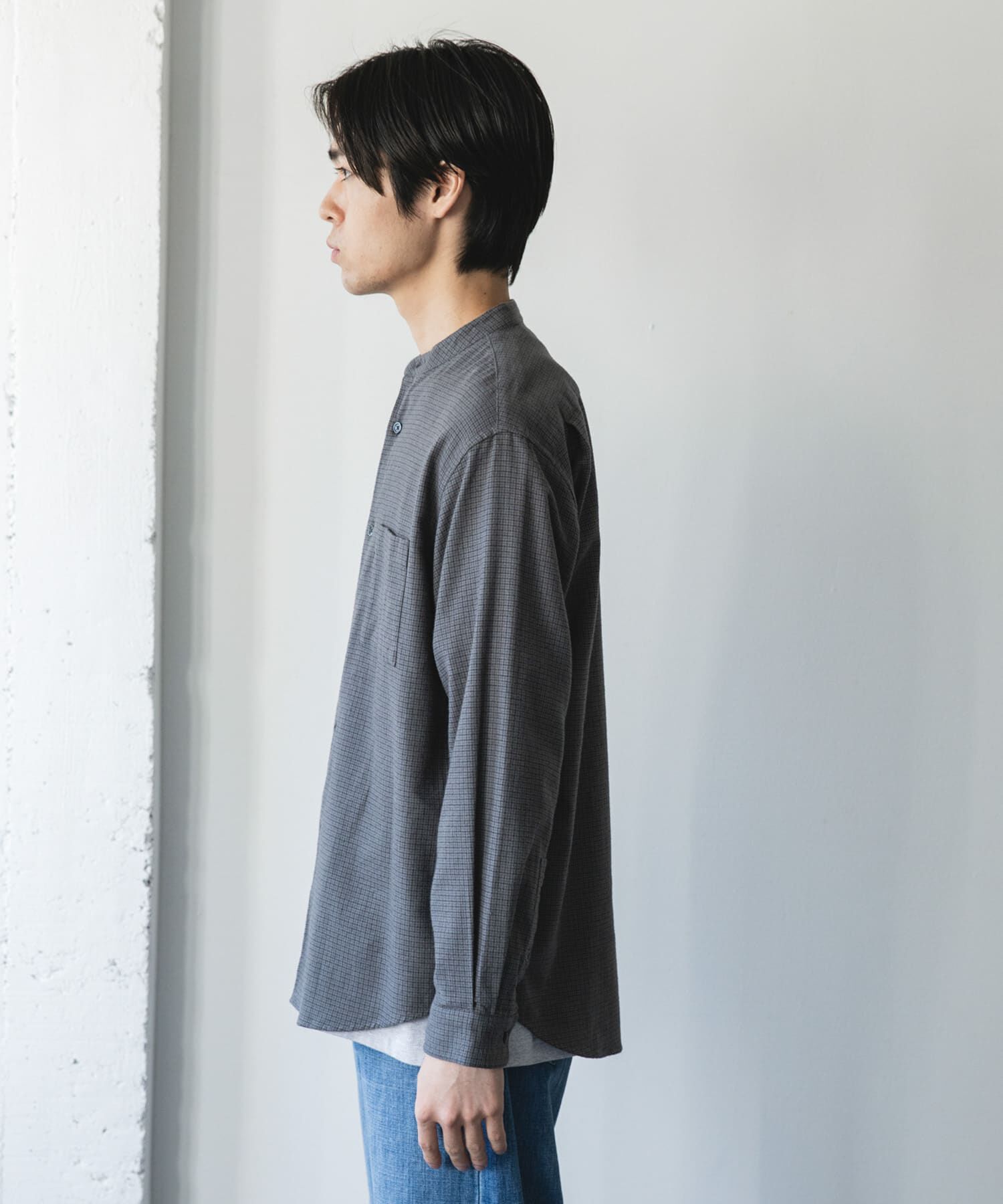 URBAN RESEARCH DOORS「防シワ起毛ネルバンドカラーシャツ」|シャツ・ブラウス|