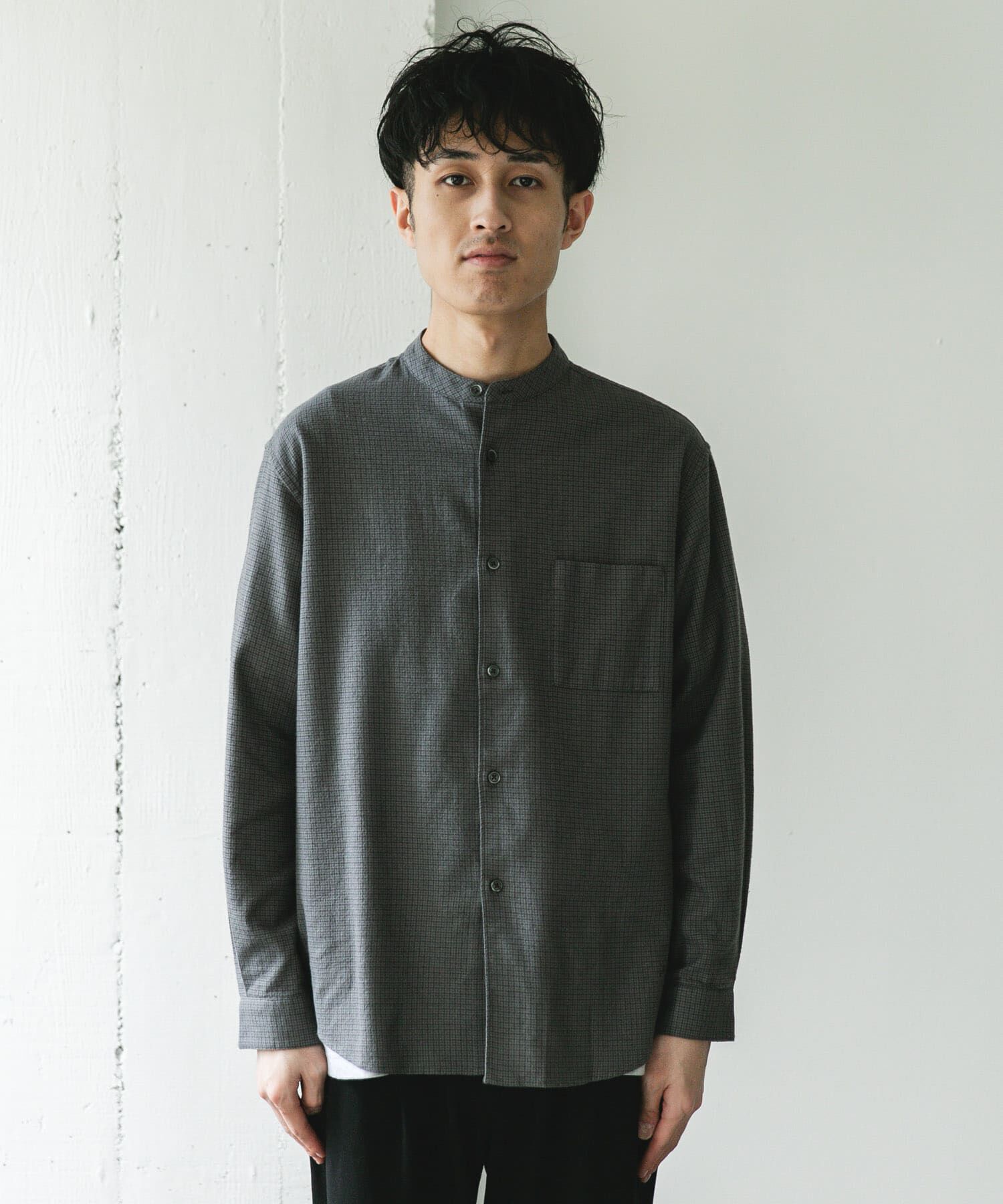 URBAN RESEARCH DOORS「防シワ起毛ネルバンドカラーシャツ」|シャツ・ブラウス|