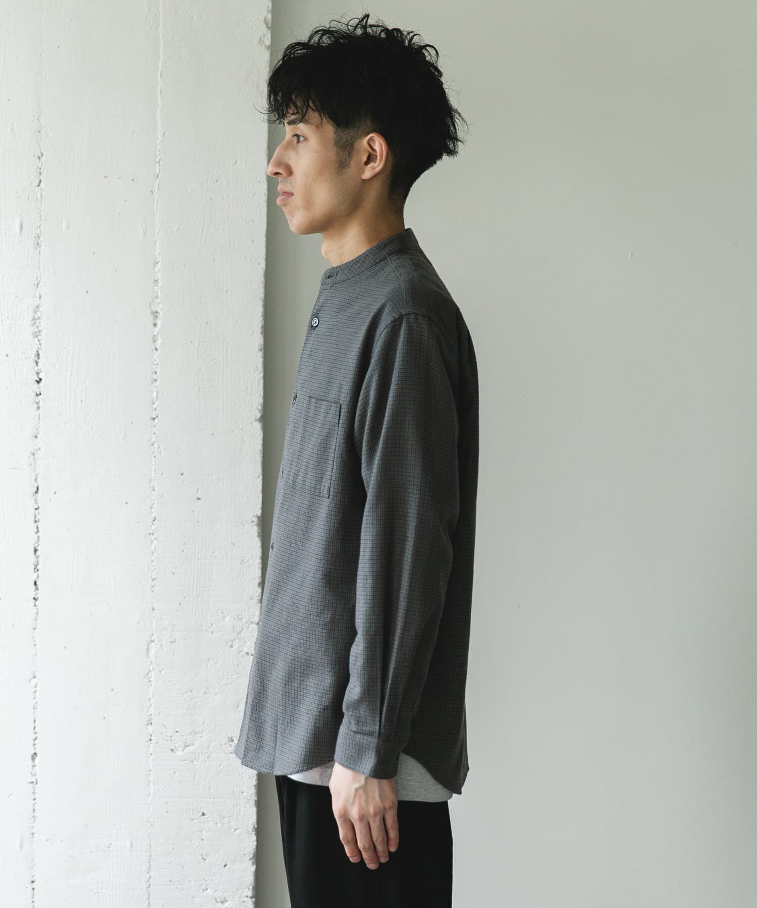 URBAN RESEARCH DOORS「防シワ起毛ネルバンドカラーシャツ」|シャツ・ブラウス|