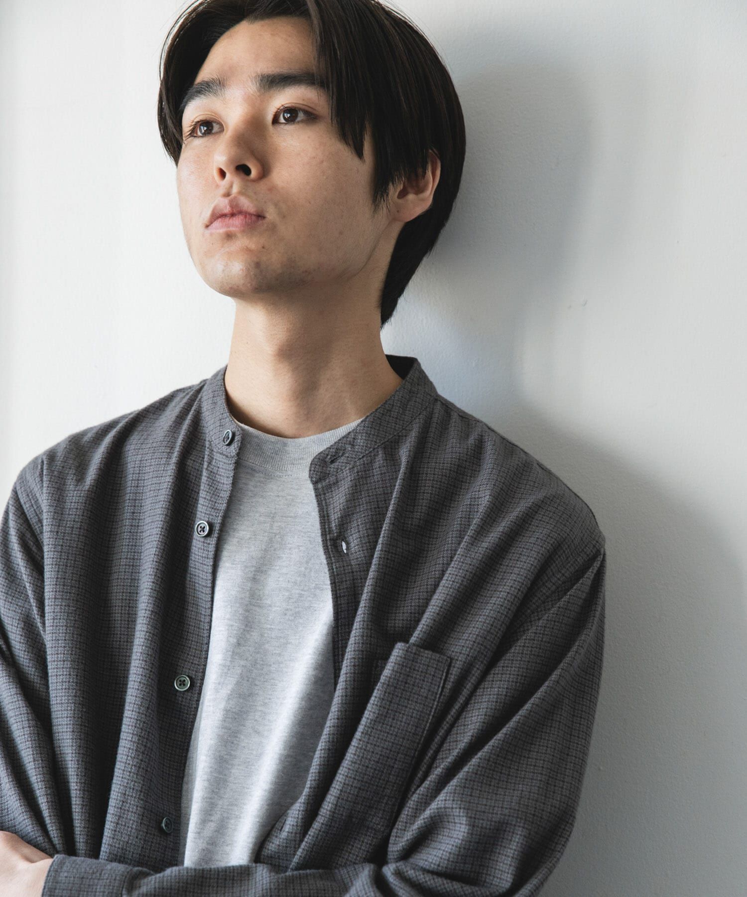 URBAN RESEARCH DOORS「防シワ起毛ネルバンドカラーシャツ」|シャツ・ブラウス|