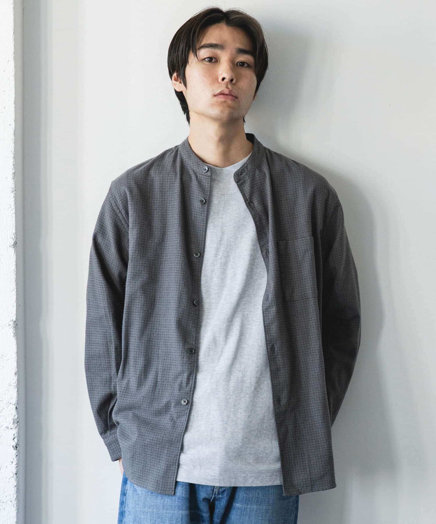 URBAN RESEARCH DOORS「防シワ起毛ネルバンドカラーシャツ」|シャツ・ブラウス|