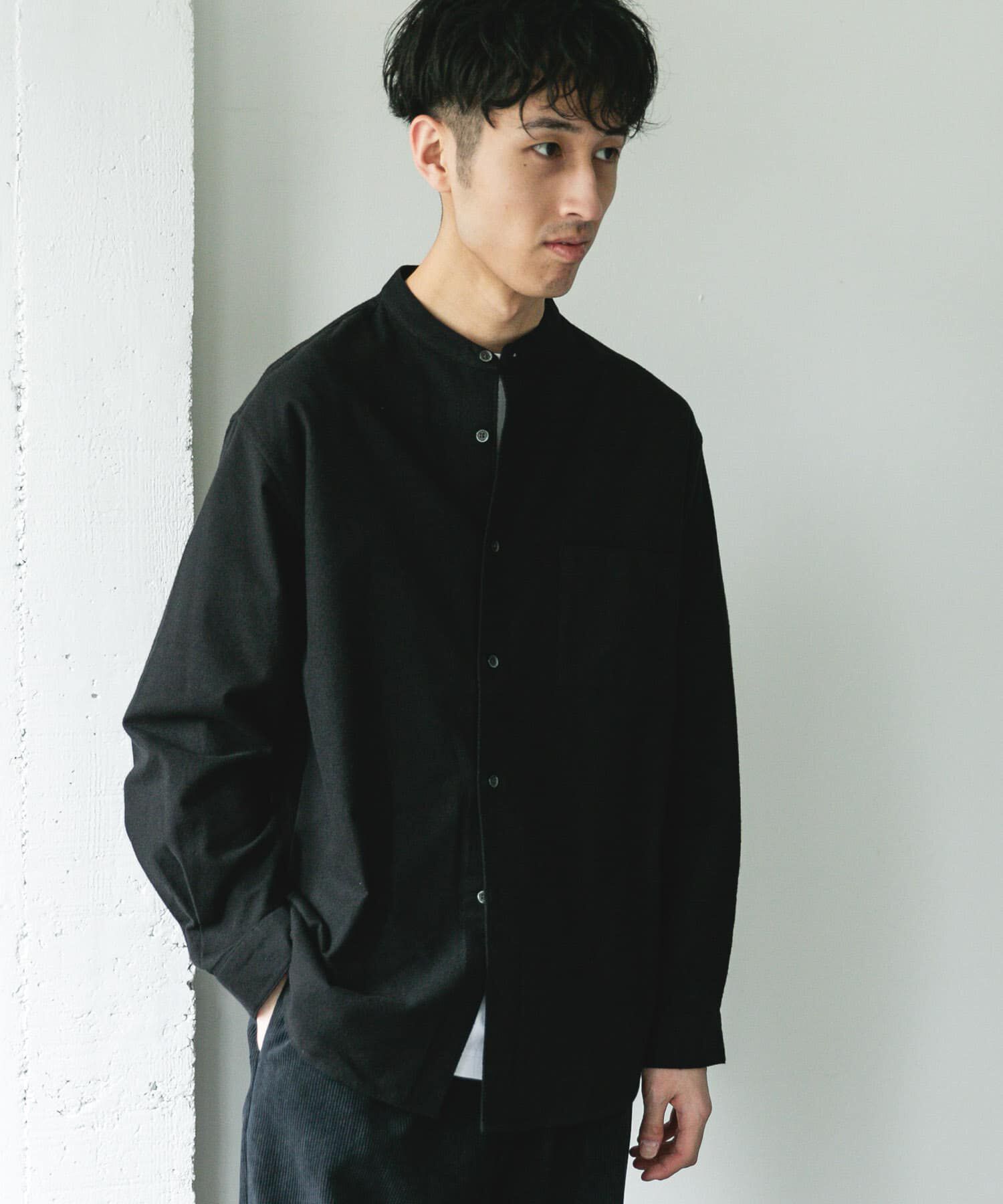 URBAN RESEARCH DOORS「防シワ起毛ネルバンドカラーシャツ」|シャツ・ブラウス|