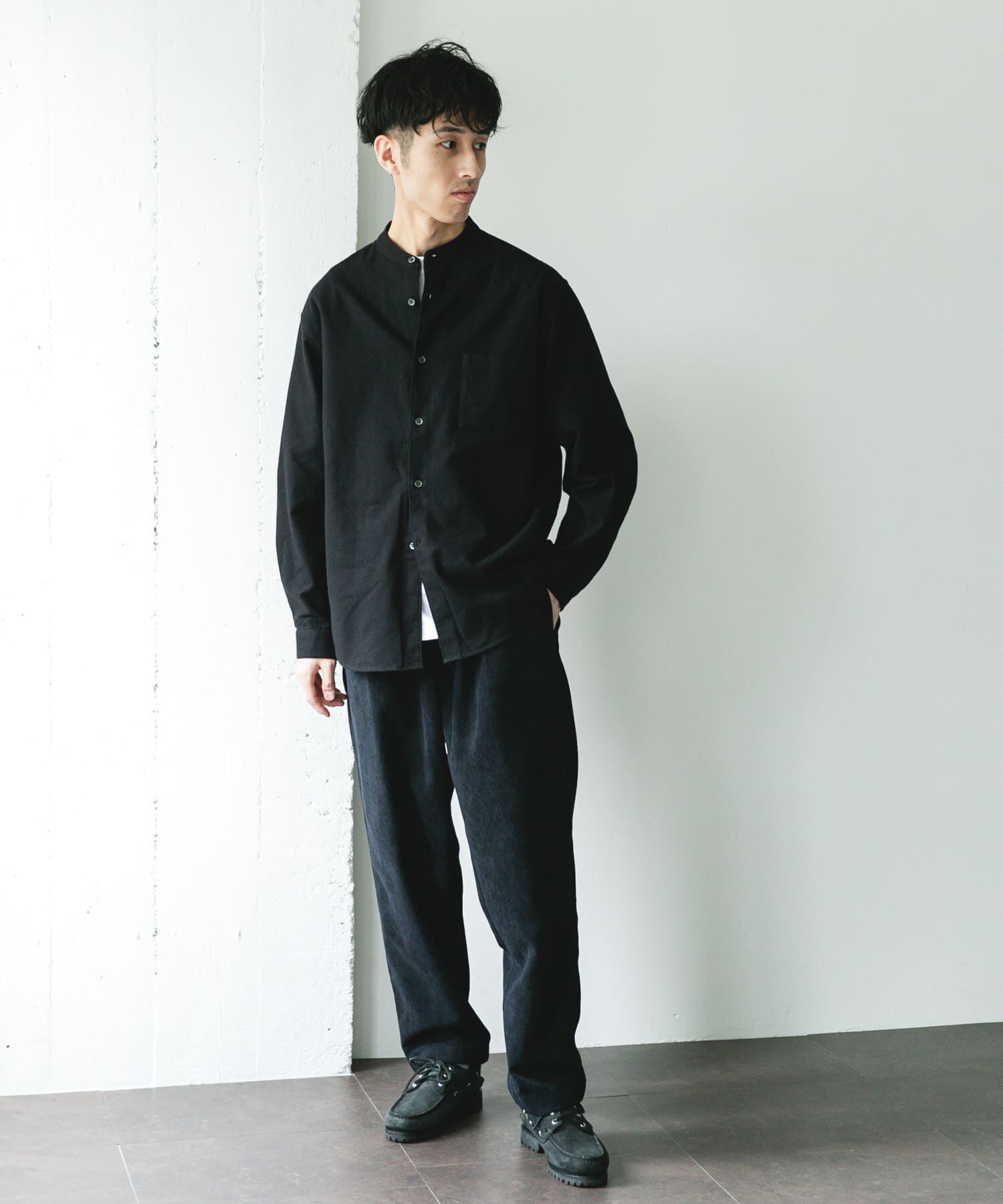 URBAN RESEARCH DOORS「防シワ起毛ネルバンドカラーシャツ」|シャツ・ブラウス|