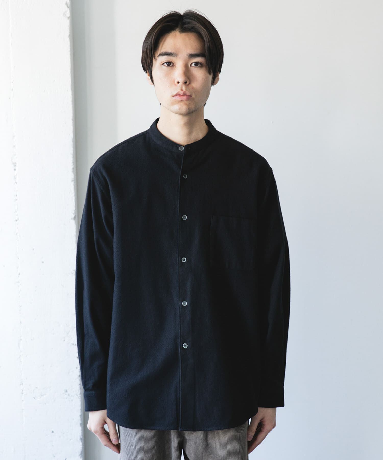 URBAN RESEARCH DOORS「防シワ起毛ネルバンドカラーシャツ」|シャツ・ブラウス|