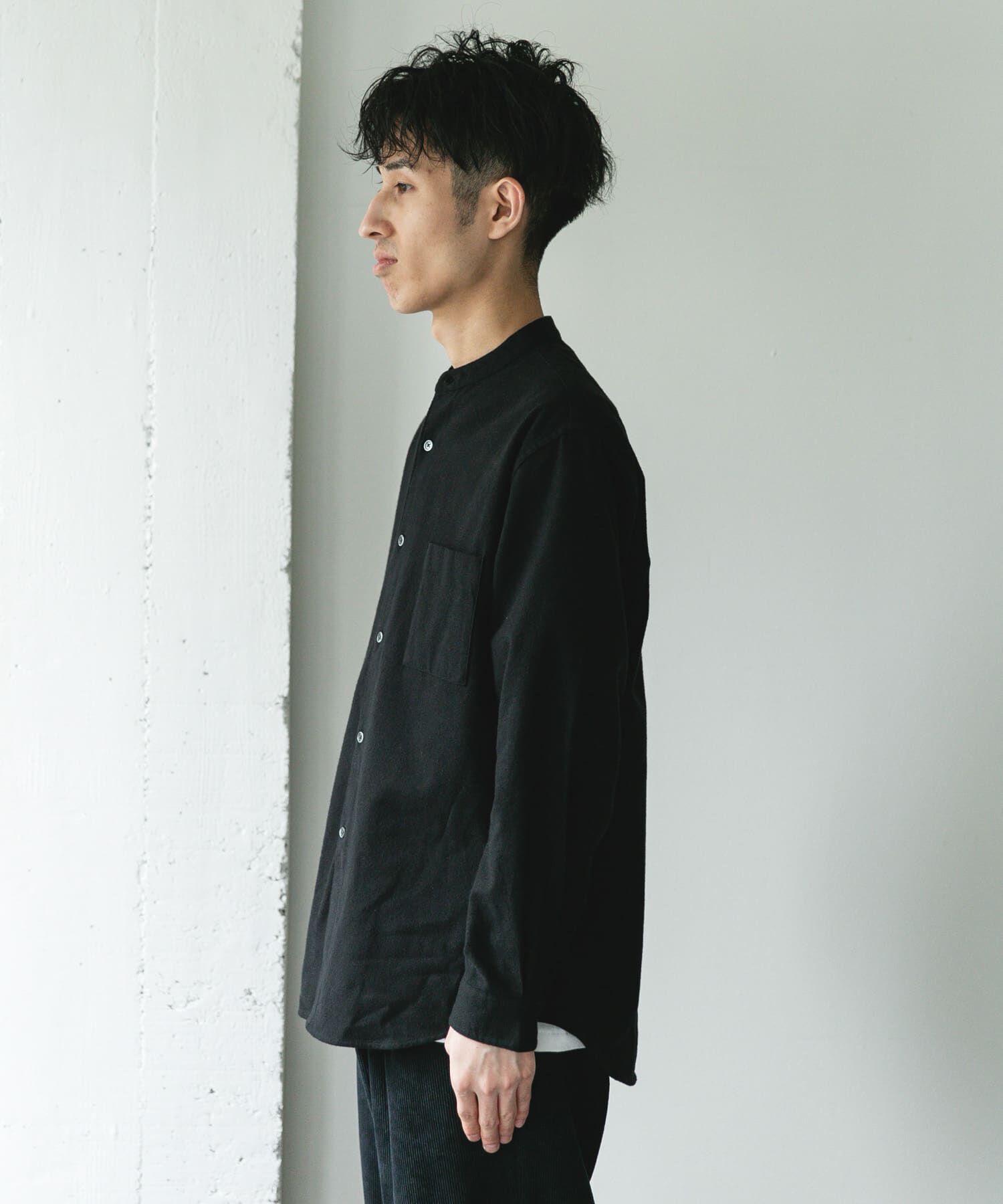 URBAN RESEARCH DOORS「防シワ起毛ネルバンドカラーシャツ」|シャツ・ブラウス|